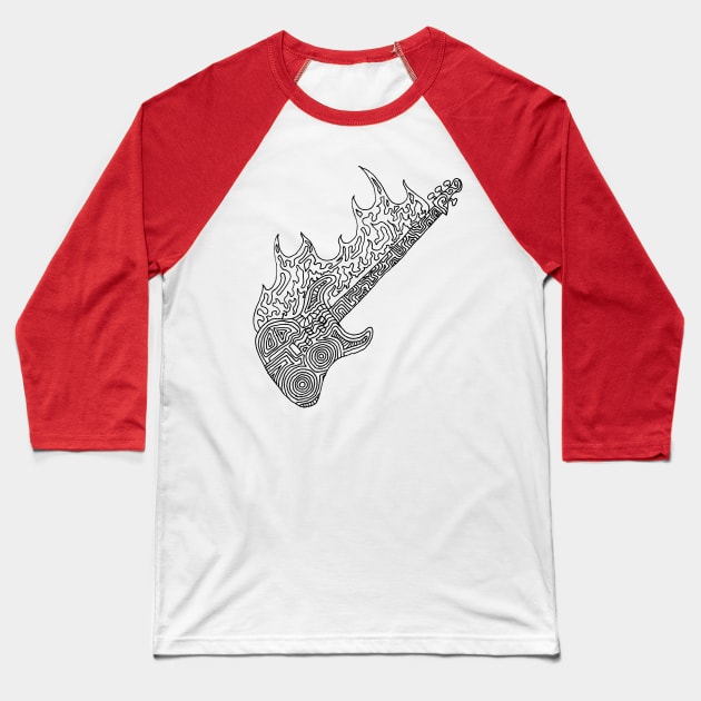 Flaming Bass Baseball T-Shirt by PsychedelicDesignCompany